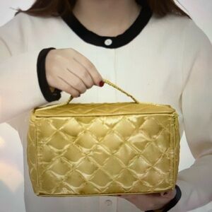 NaRaYa Satin Cosmetic Bag  color is Gold XL